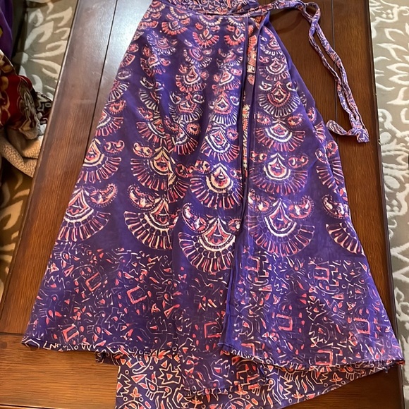 A bohemian maxi wrap skirt. Reversible. Cotton. No tags. Purple. 43” across top - Picture 1 of 6